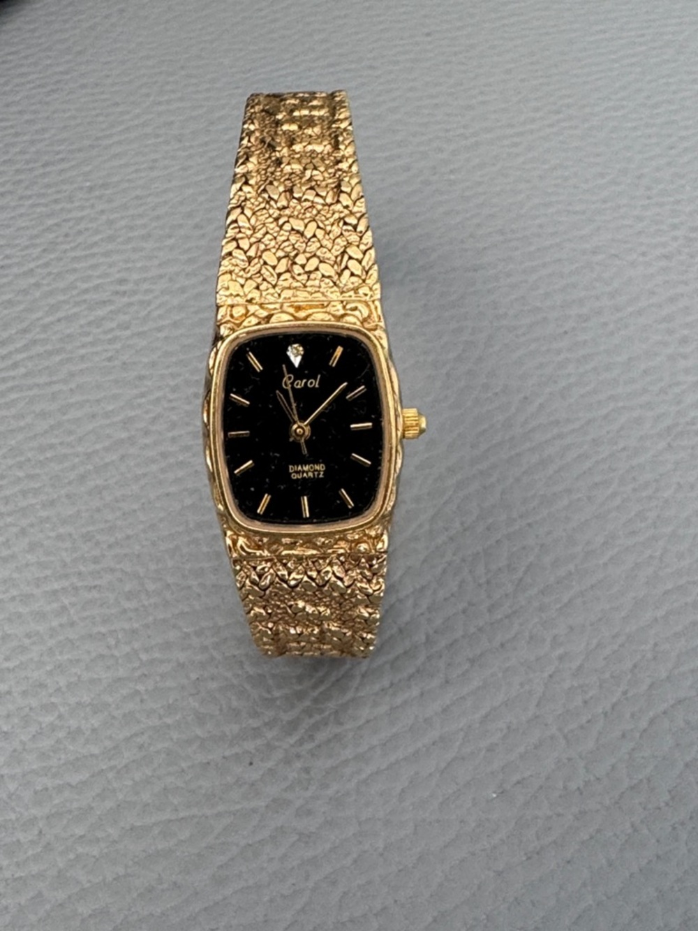 CAROL GOLD NUGGET WRIST WATCH DIAMOND QUARTZ MOVEMENT